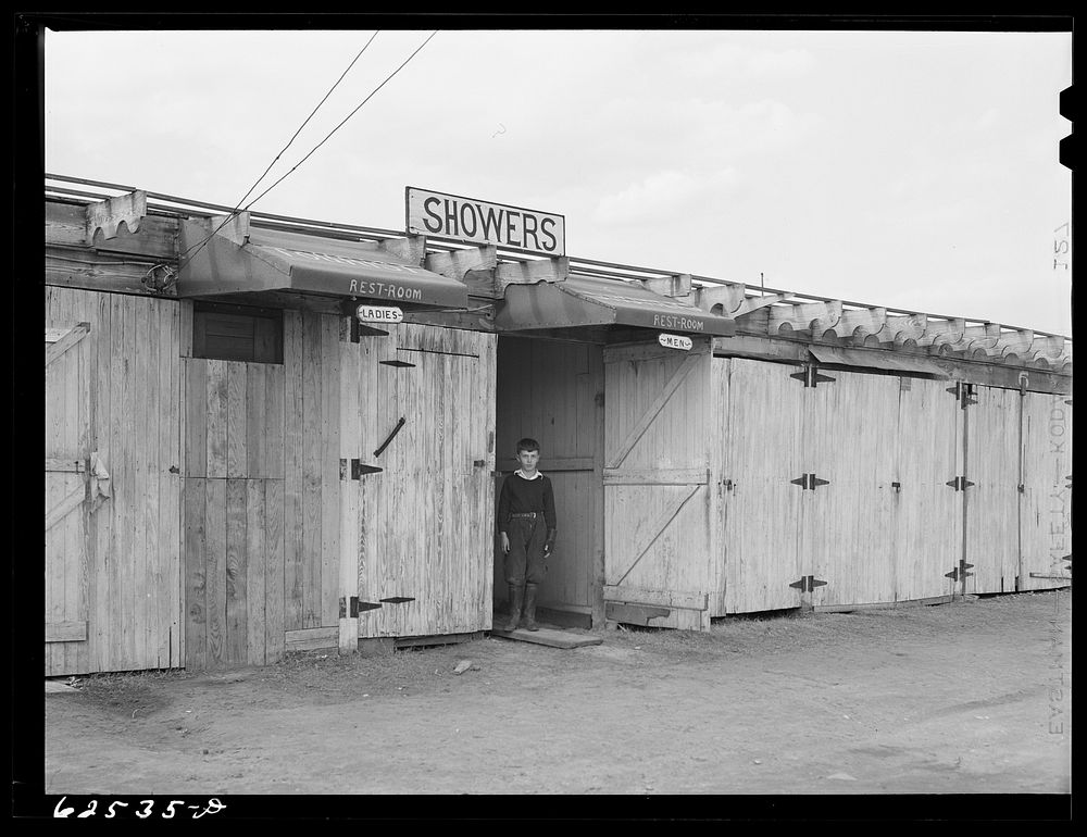 Facilities at trailer camp for construction workers. Ocean View, outskirts of Norfolk, Virginia. Sourced from the Library of…