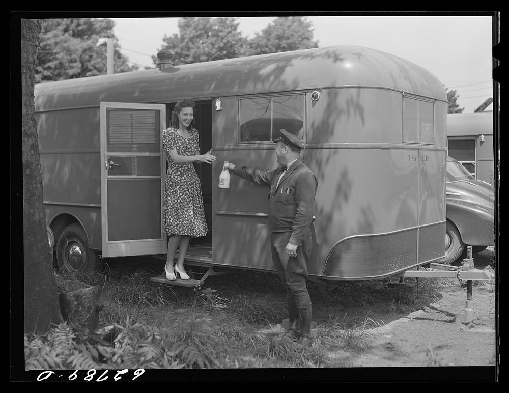 [Untitled photo, possibly related to: FSA (Farm Security Administration) trailer camp for defense workers, situated a…