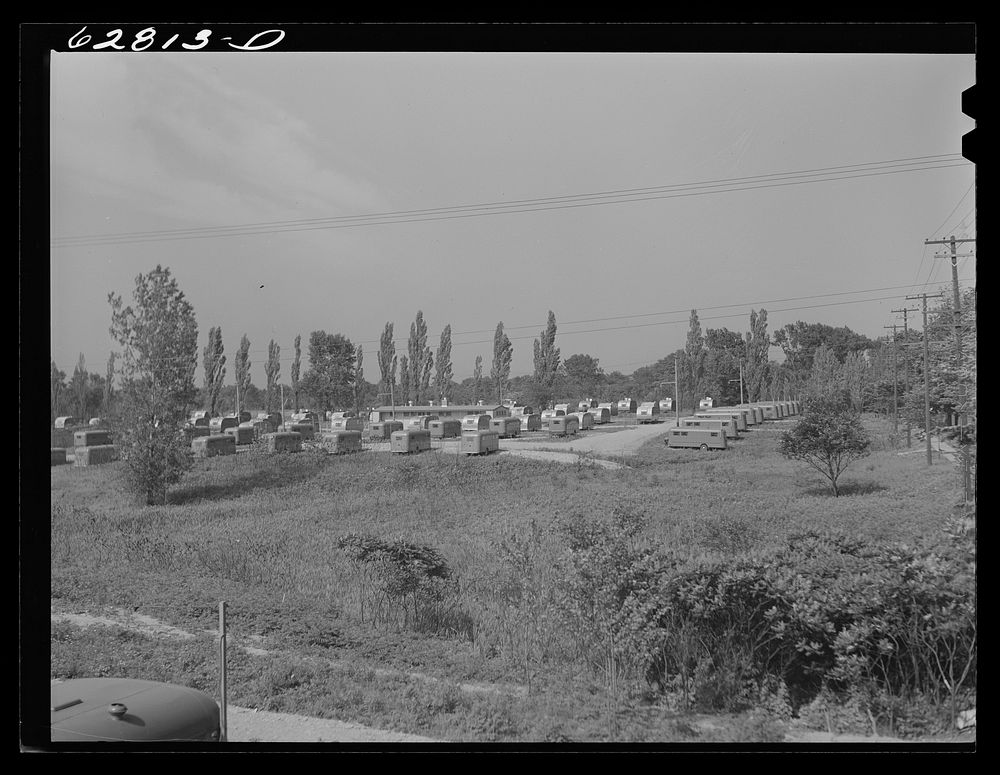 [Untitled photo, possibly related to: FSA (Farm Security Administration) trailer camp at Erie, Pennylvania. 200 family units…