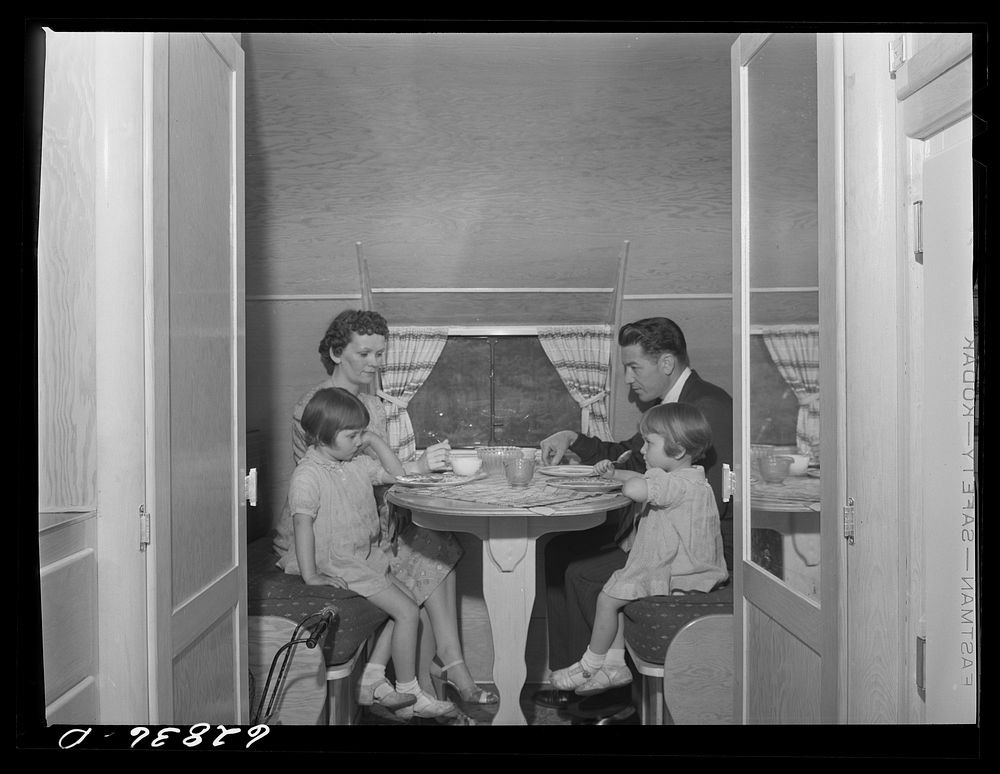 [Untitled photo, possibly related to: Defense worker from Alabama in trailer home with family. Erie, Pennsylvania]. Sourced…