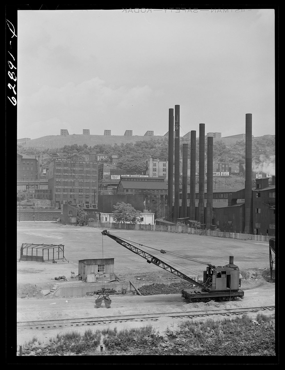 Jones Laughlin steel company. USHA (United States Housing Authority) housing project on top of hill. Pittsburgh…