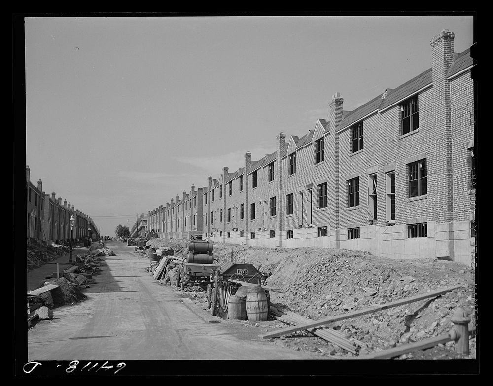 Row houses under construction. Philadelphia, Pennsylvania. Sourced from the Library of Congress.