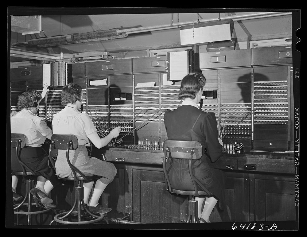 Telephone operators at Aberdeen proving grounds. Aberdeen, Maryland. Sourced from the Library of Congress.
