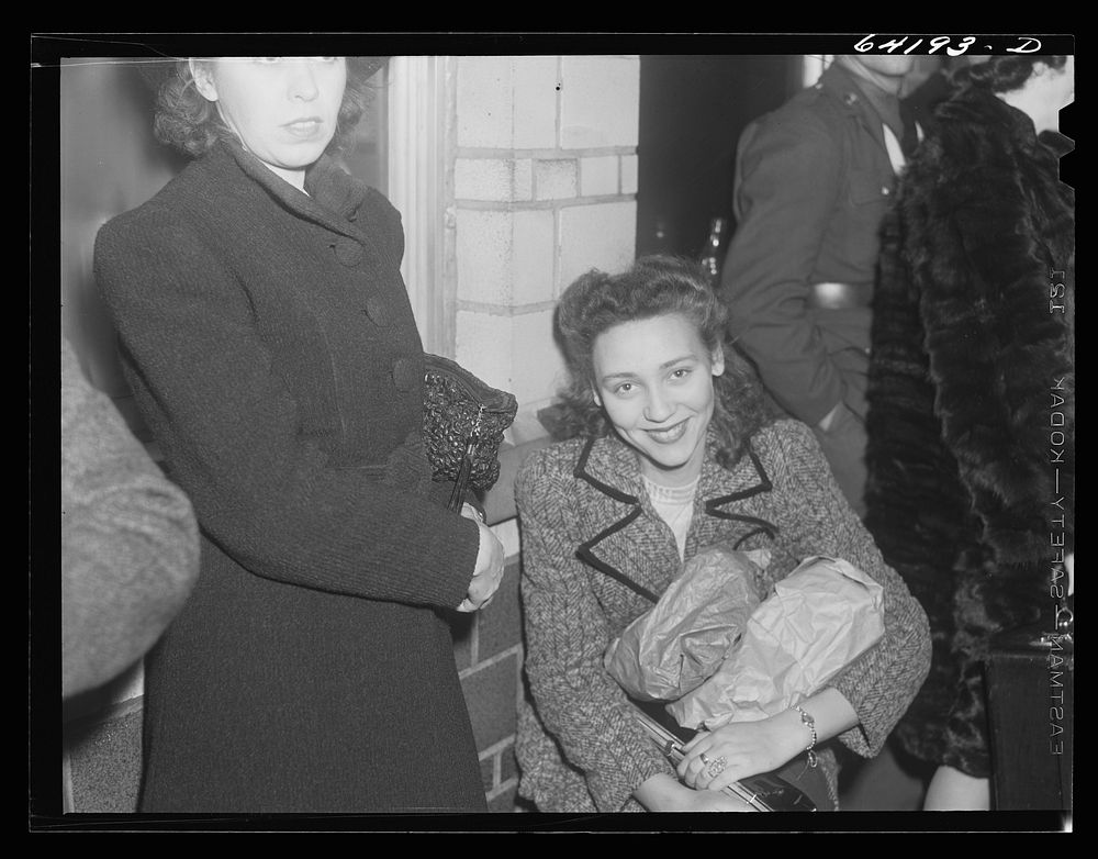 Washington, D.C. Greyhound bus terminal on day before Christmas. Waiting for bus to Richmond. Sourced from the Library of…