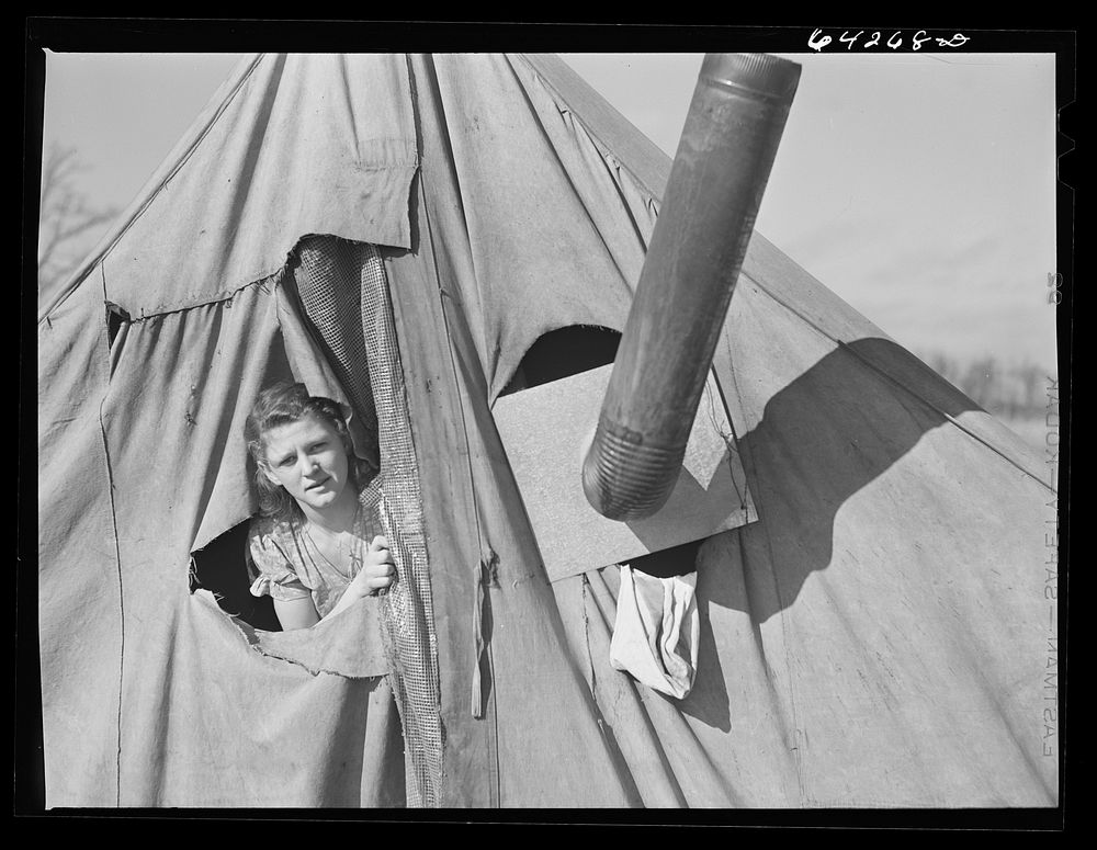 [Untitled photo, possibly related to: Newton County, Missouri. Camp Crowder area. Wife of construction worker from Oklahoma…