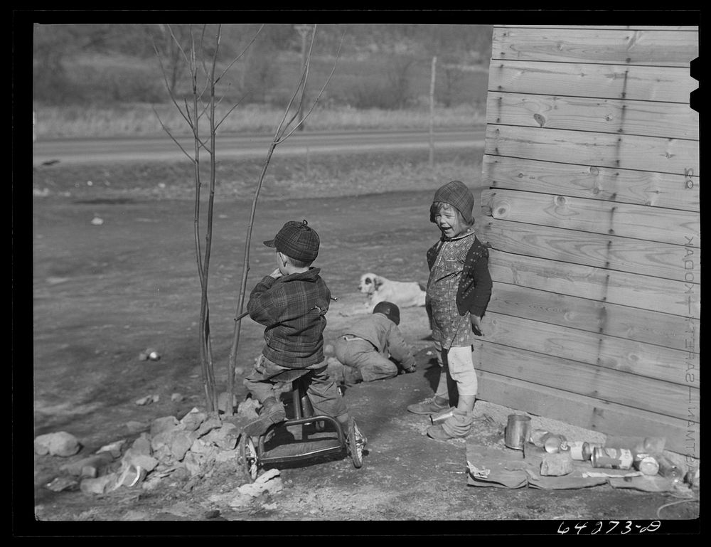 [Untitled photo, possibly related to: Newton County, Missouri. Camp Crowder area. Children of construction workers living in…