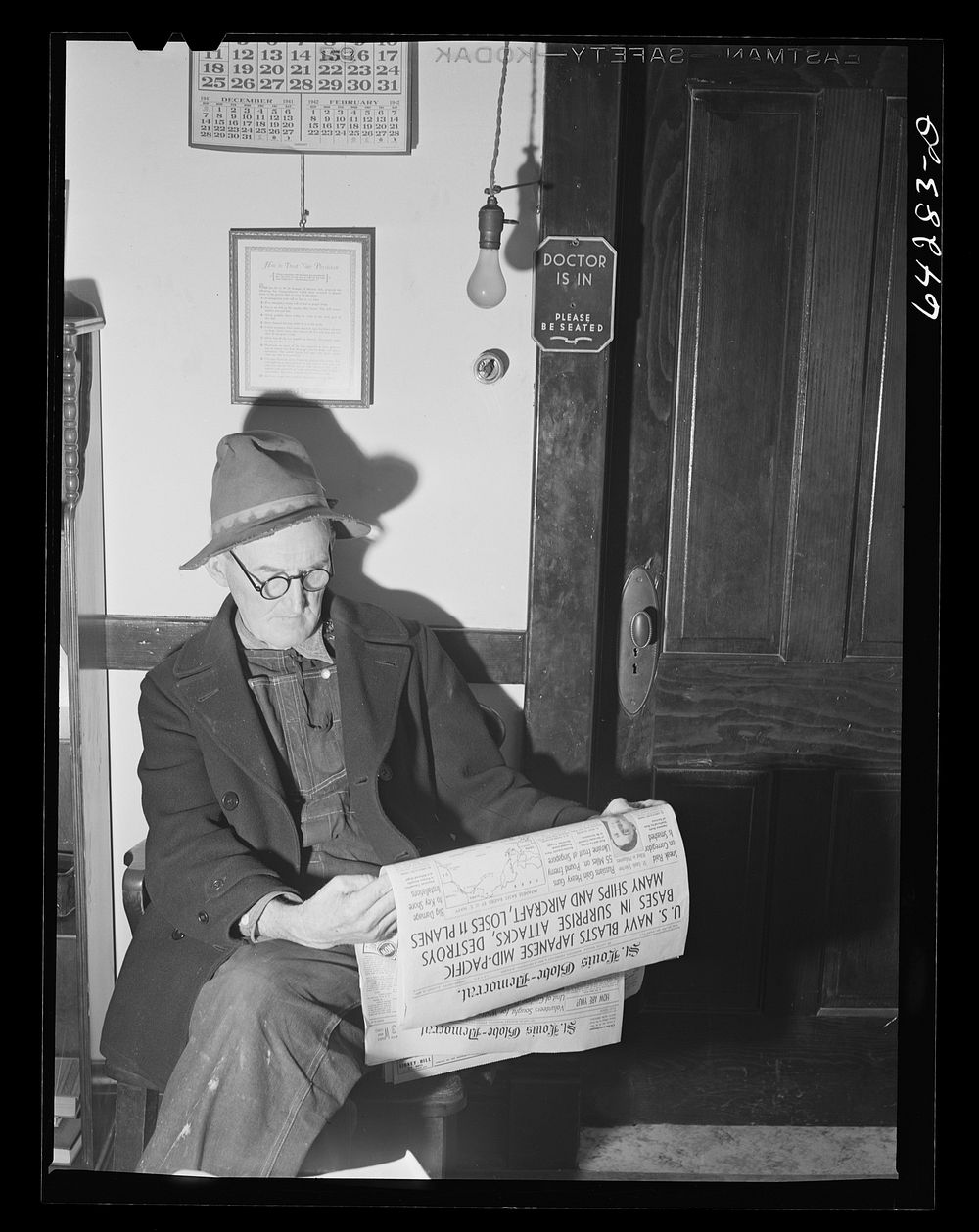 Farmer waiting to see the doctor. Oran, Missouri. Sourced from the Library of Congress.
