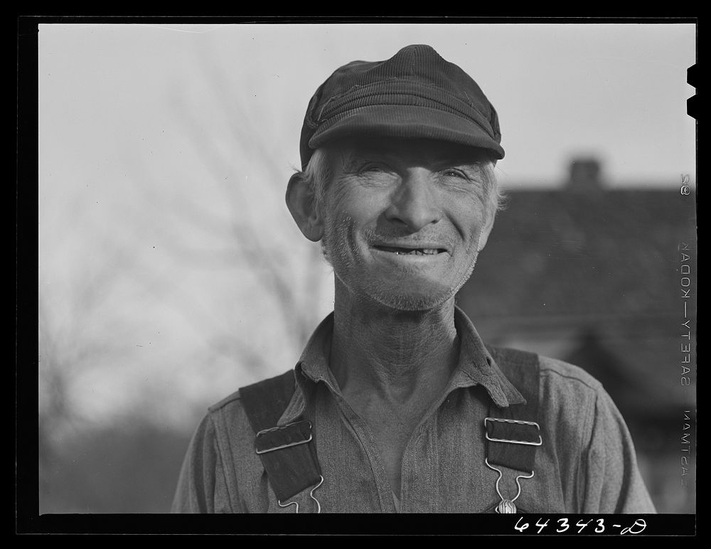 [Untitled photo, possibly related to: Newton County, Missouri. Camp Crowder area. James Mallory, Ozark farmer whose land has…