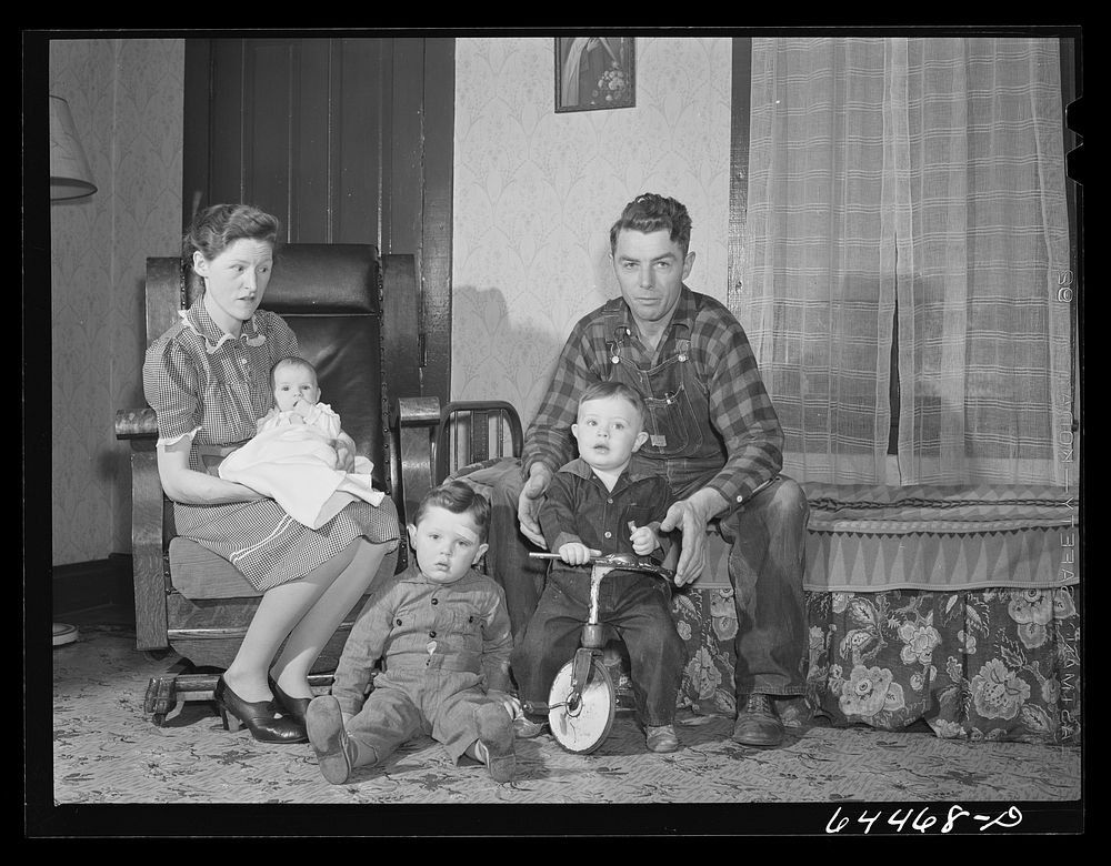 Meeker County, Minnesota. Mike McRaith and family. He farms eighty acres. Sourced from the Library of Congress.