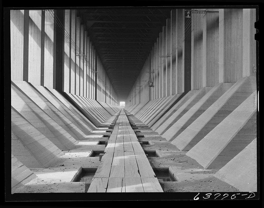 Underneath the ore docks. Allouez, Wisconsin. Sourced from the Library of Congress.