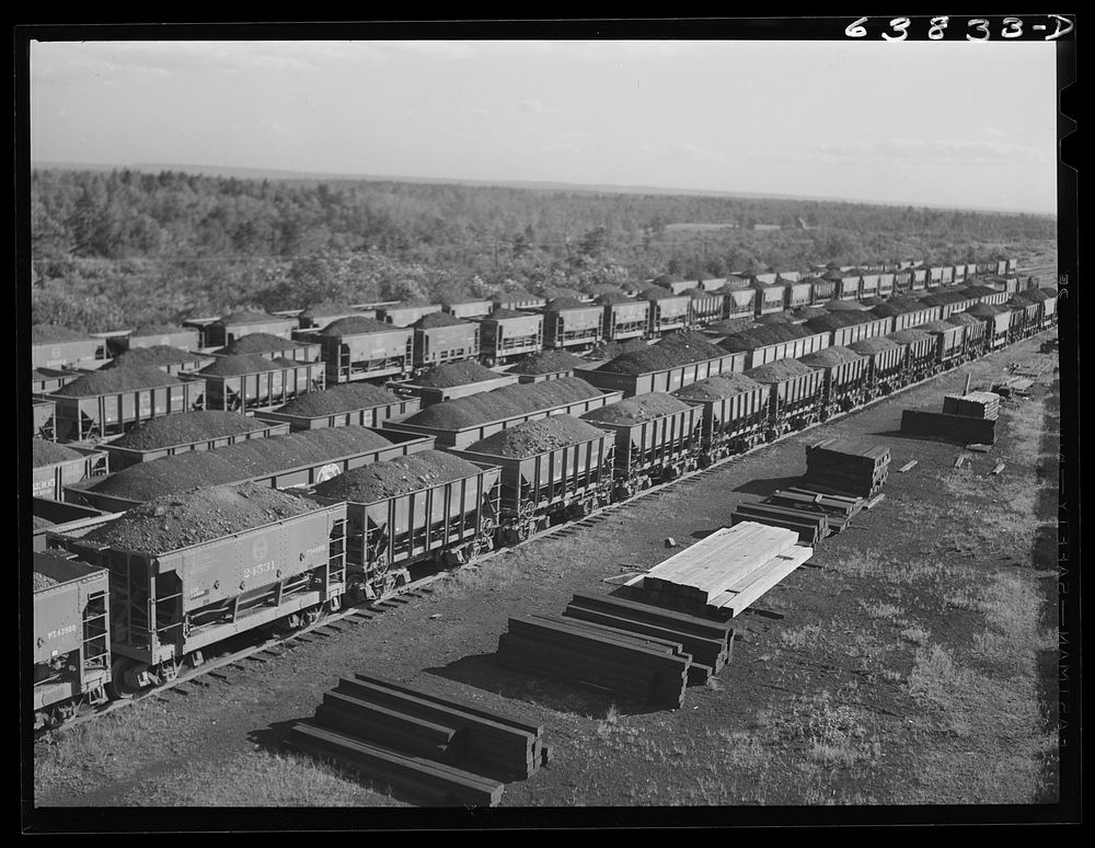 Iron ore at Great Northern Railroad yards. Superior, Wisconsin. Sourced from the Library of Congress.