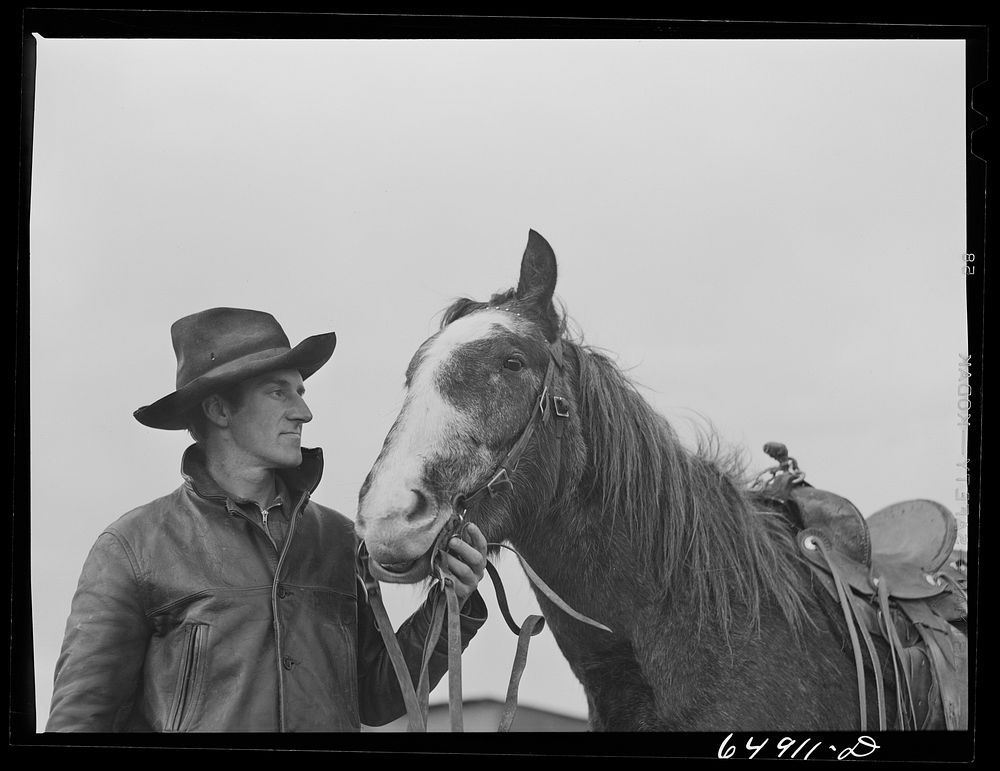 Garfield County, Montana. Sheepherder and his horse. Sourced from the Library of Congress.