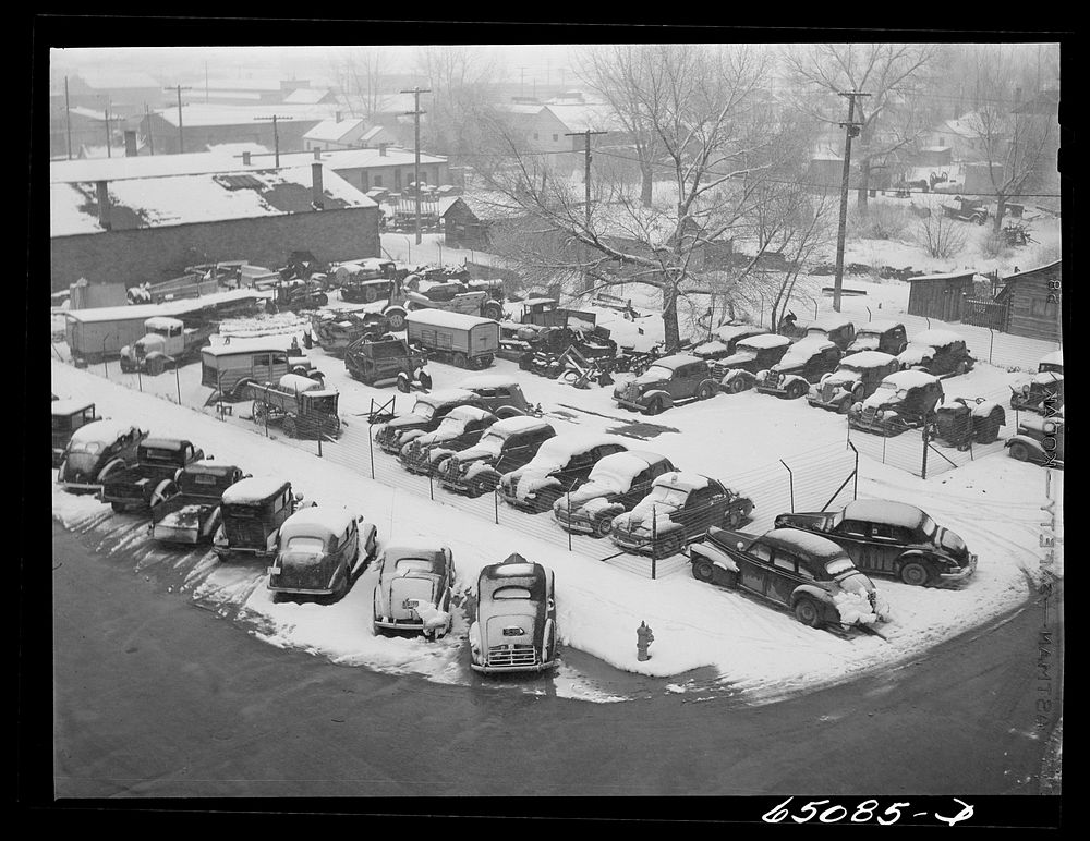 Lewiston, Montana. Used car lot. Sourced from the Library of Congress.