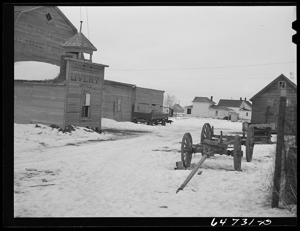 Crosby, North Dakota. Old livery stables. Sourced from the Library of Congress.