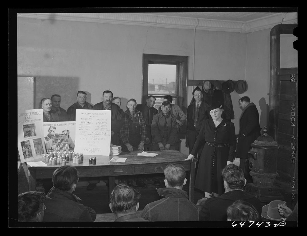 [Untitled photo, possibly related to: Gladstone, North Dakota. Farmers attending Food for Victory meeting sponsored by the…