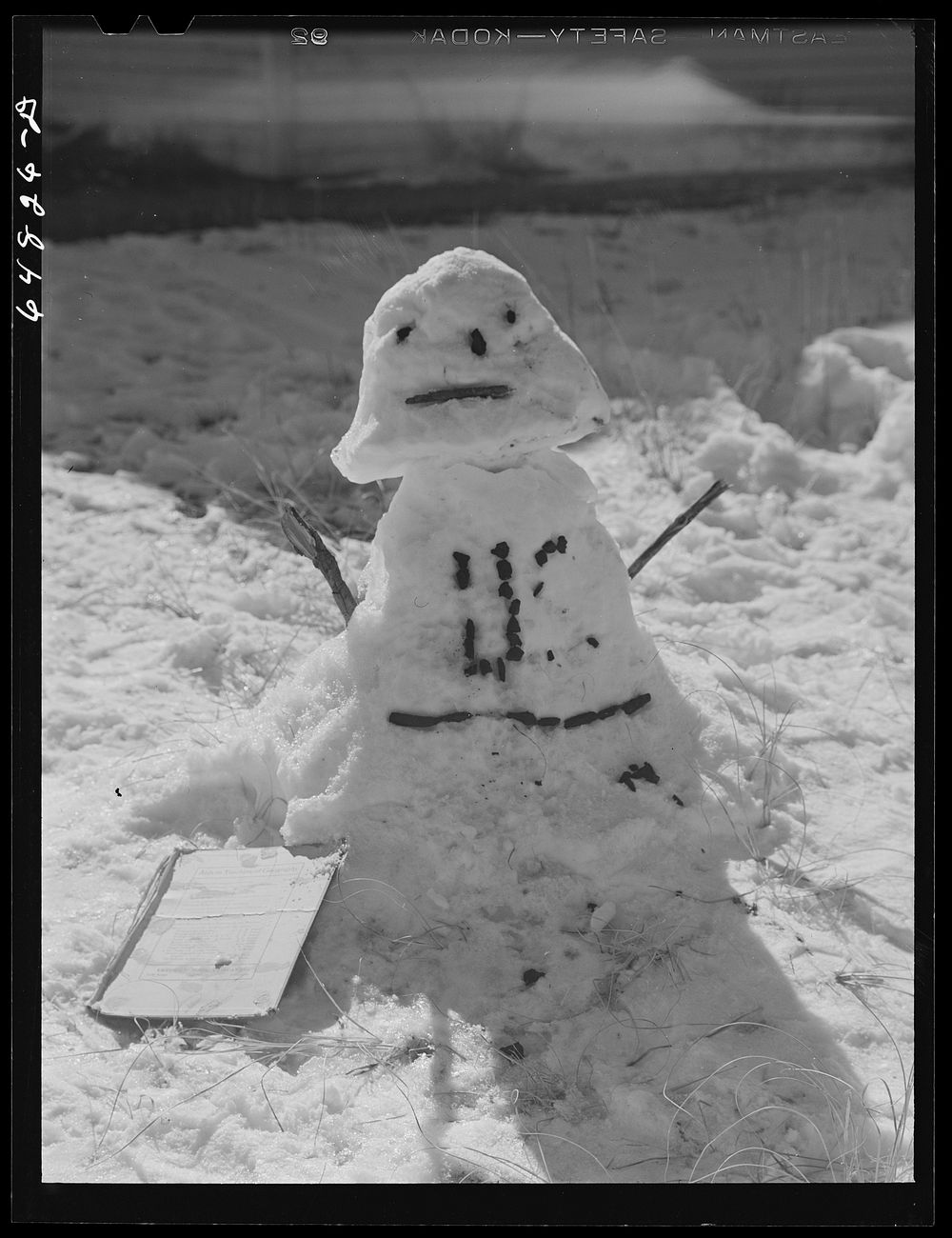 [Untitled photo, possibly related to: Mercer County, North Dakota. Snowman at rural school]. Sourced from the Library of…