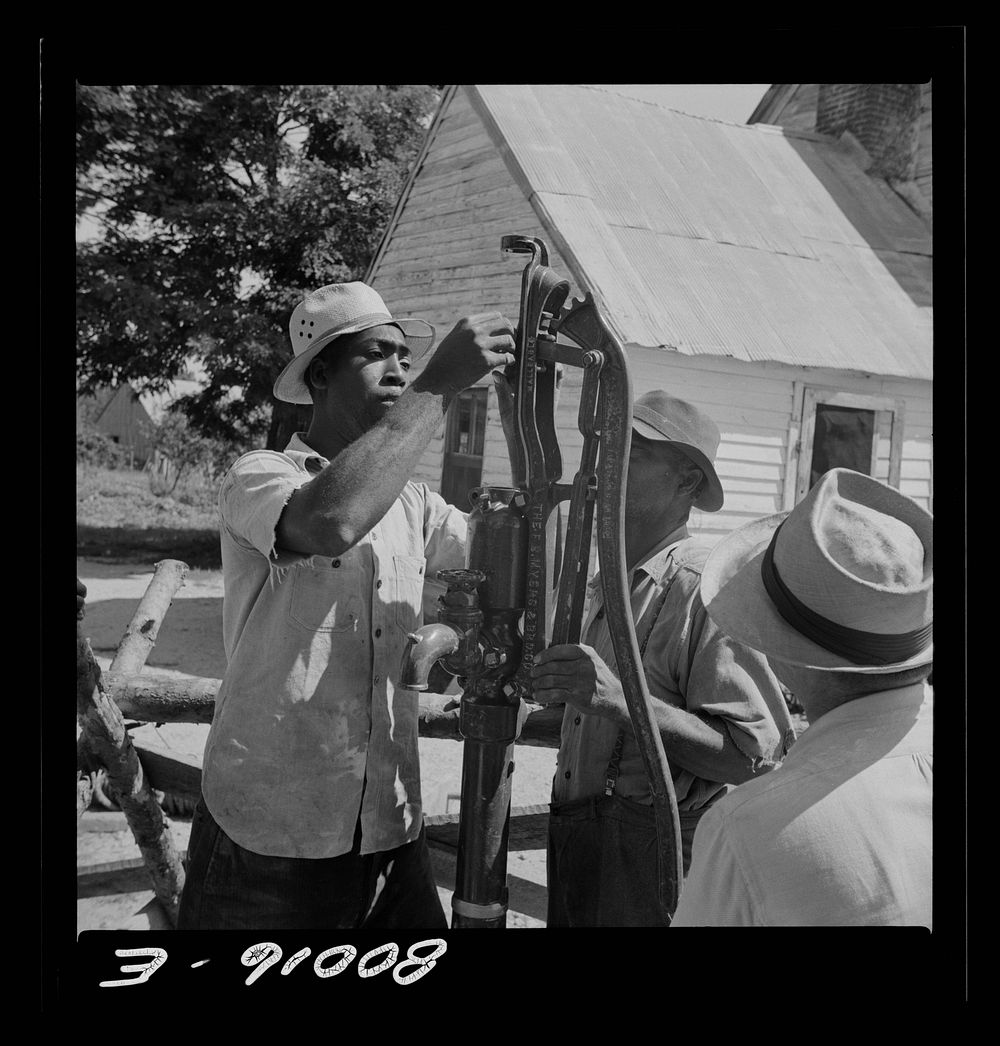 Pump head is assembled before attaching to pump rod. John Fredrick well project, Saint Mary's County, Maryland. Sourced from…