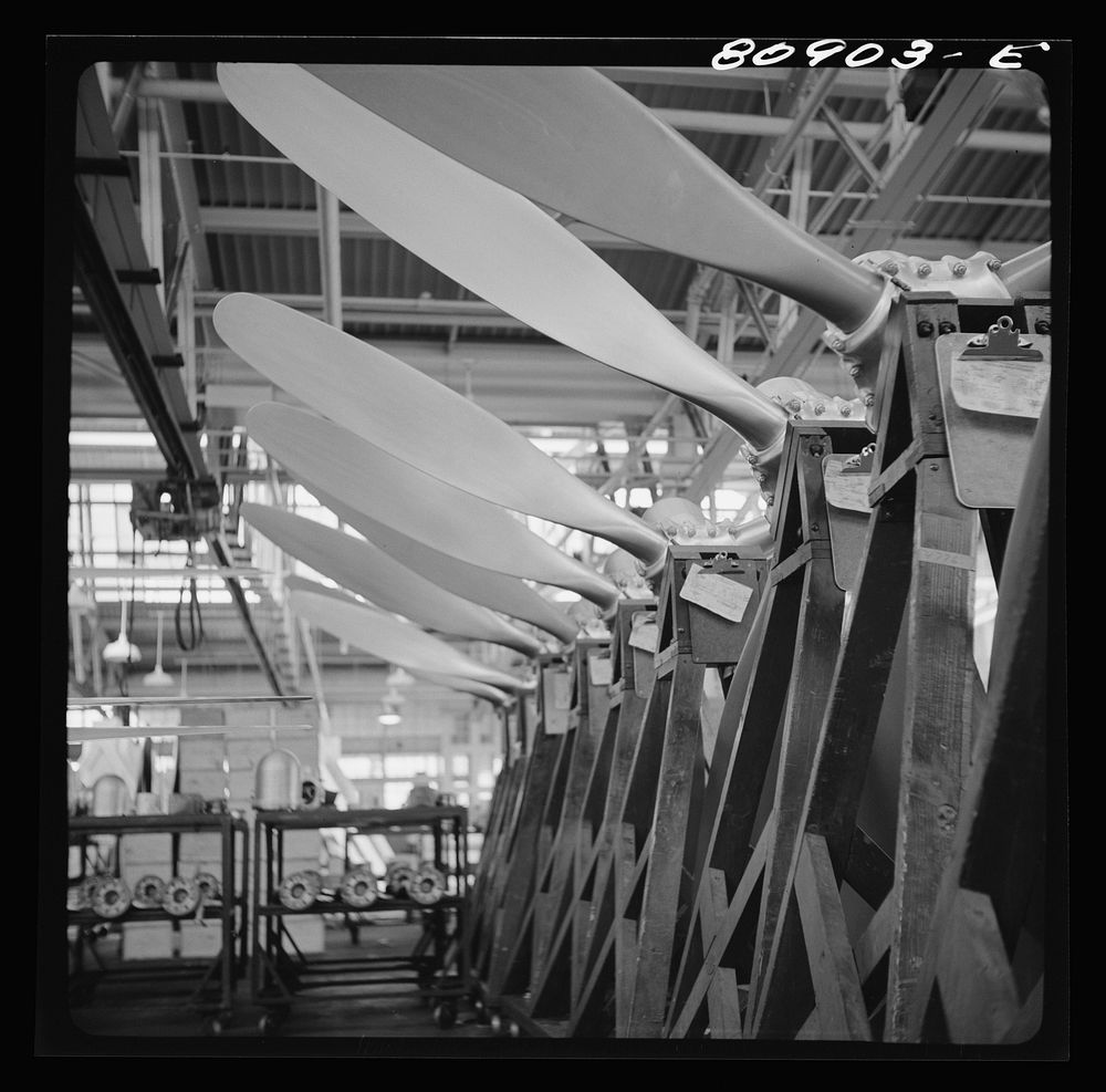 [Untitled photo, possibly related to: Finished propellers. Hamilton propeller plant. East Hartford, Connecticut]. Sourced…