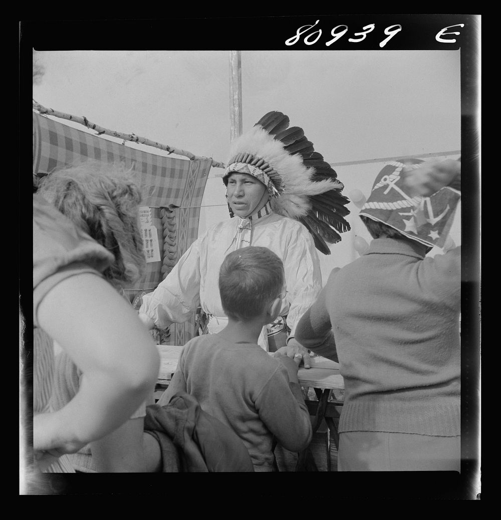 [Untitled photo, possibly related to: Windsor Locks, Connecticut. Indian participating in Indian fair sponsored by the local…