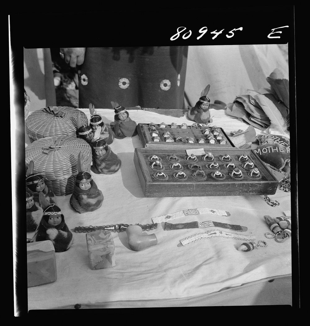 Windsor Locks, Connecticut. Indian handcraft for sale at Indian fair sponsored by the local Indian association. Sourced from…