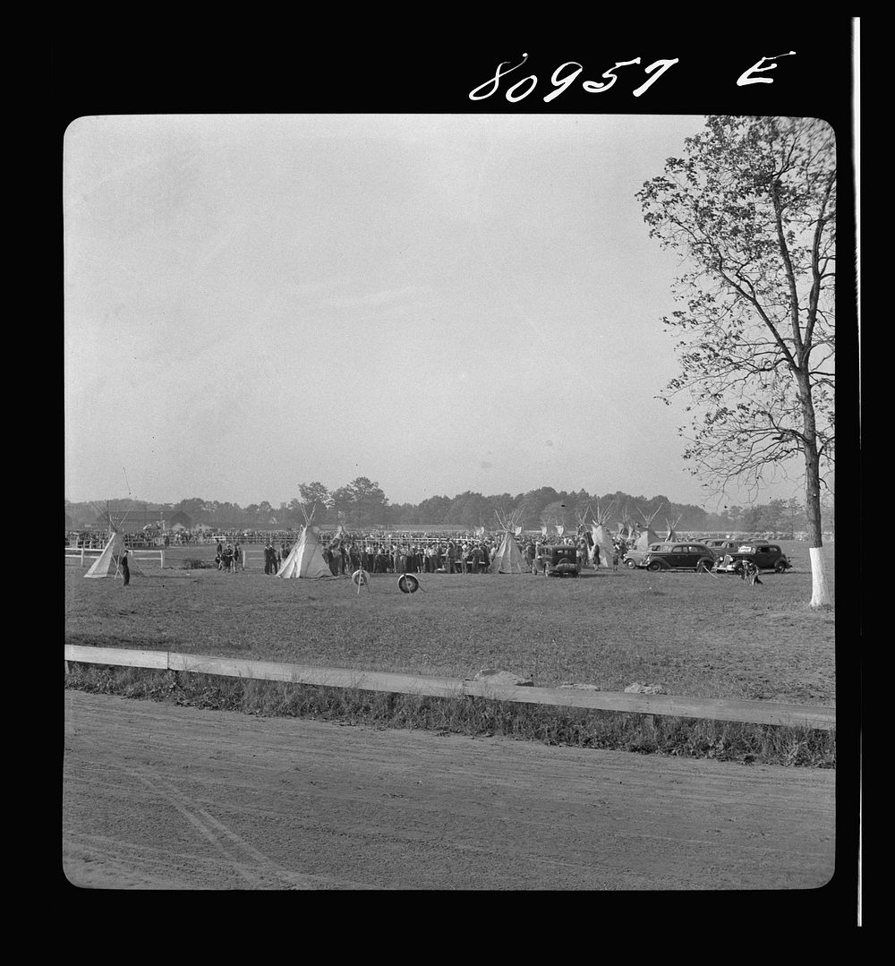 Windor Locks, Connecticut. The fair ground used as an encampment by Indians who are participating in the Indian fair.…