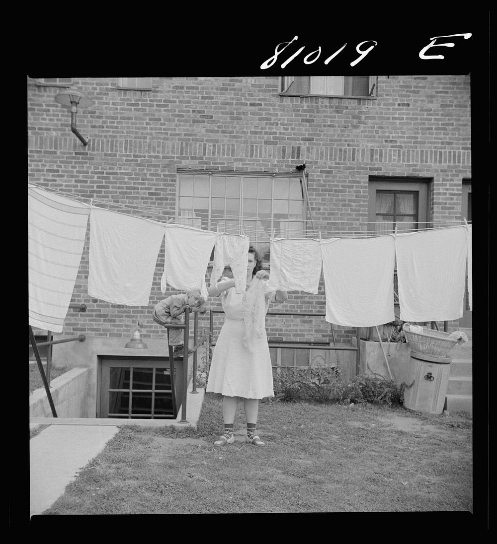 [Untitled photo, possibly related to: Plenty of room to hang out washing in the FHA (Federal Housing Administration) low…