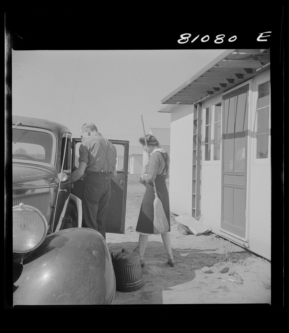 [Untitled photo, possibly related to: Between shifts at the defense plant this FSA (Farm Security Administration) tenant…