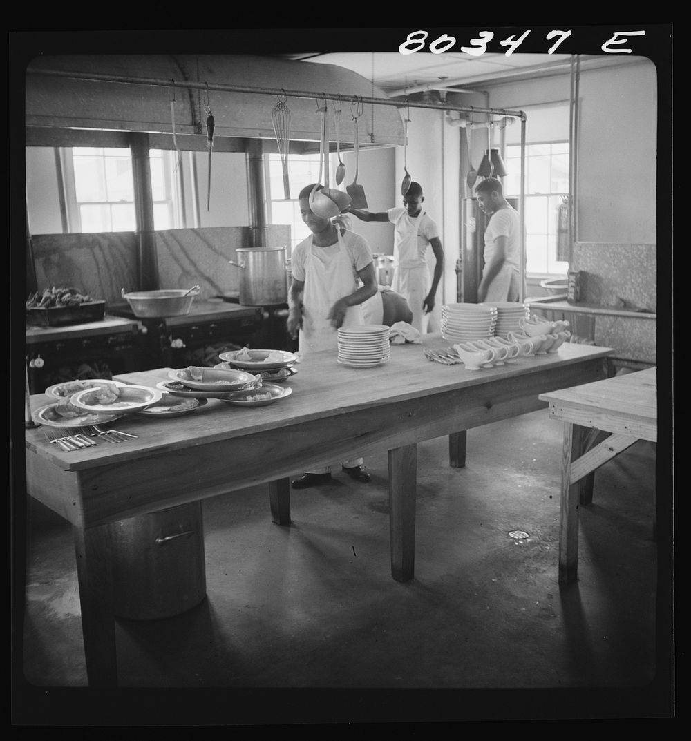 [Untitled photo, possibly related to: Flying cadets' kitchen. Craig Field, Southeastern Air Training Center, Selma…