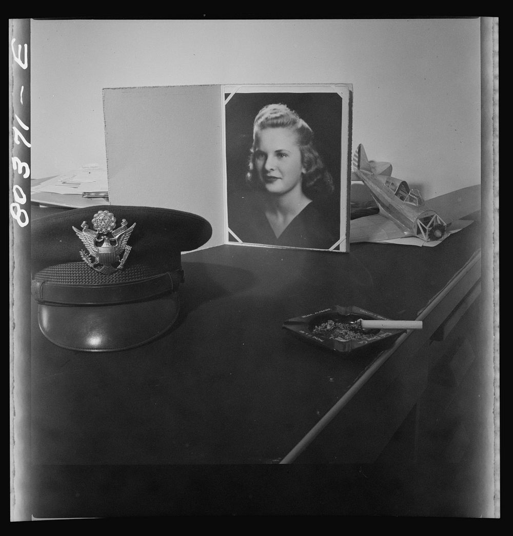Desk of flight commander in the Southeastern Air Training Center. Craig Field, Selma, Alabama. Sourced from the Library of…