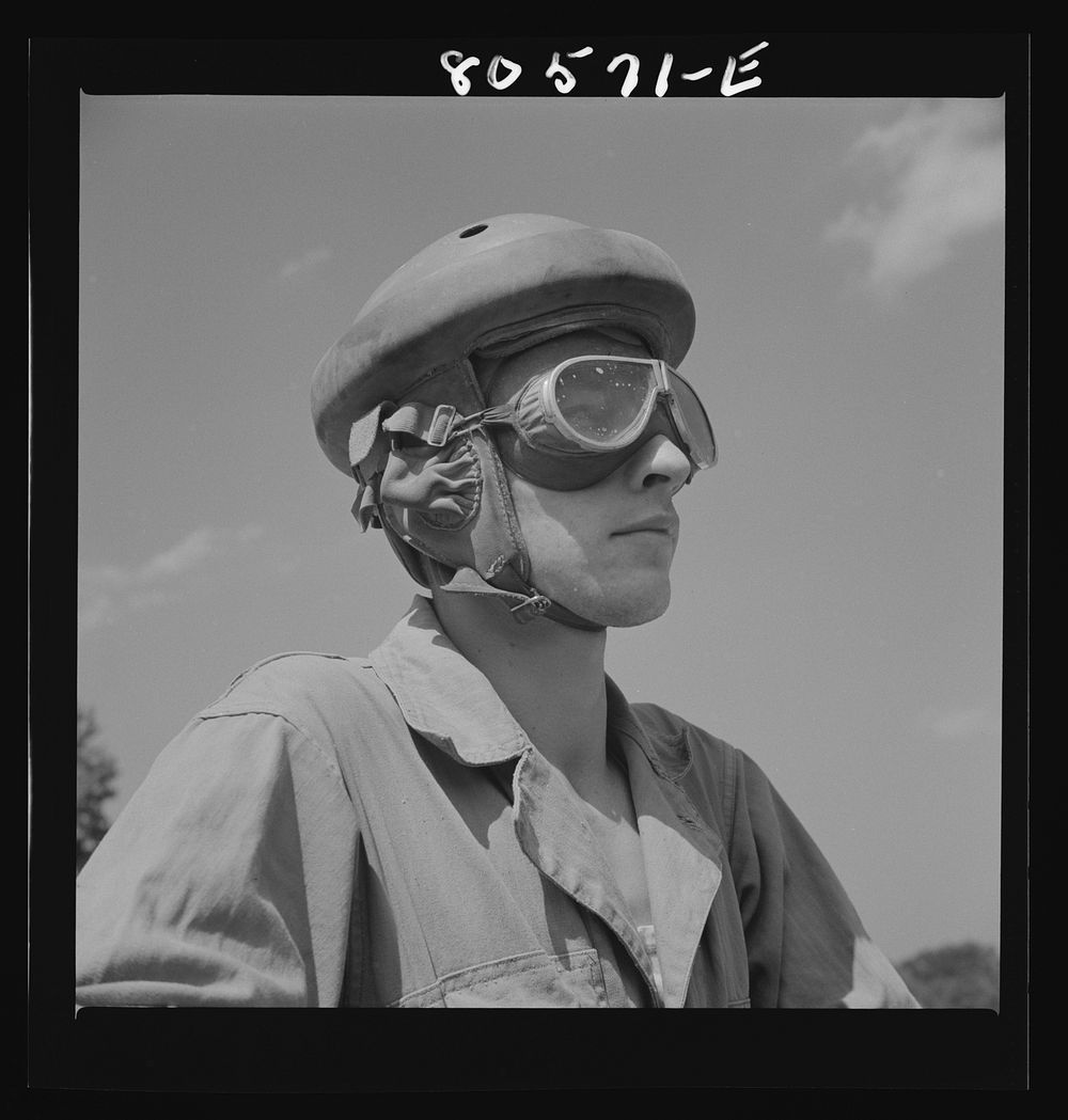 [Untitled photo, possibly related to: Fort Belvoir, Virginia. Tank driver]. Sourced from the Library of Congress.