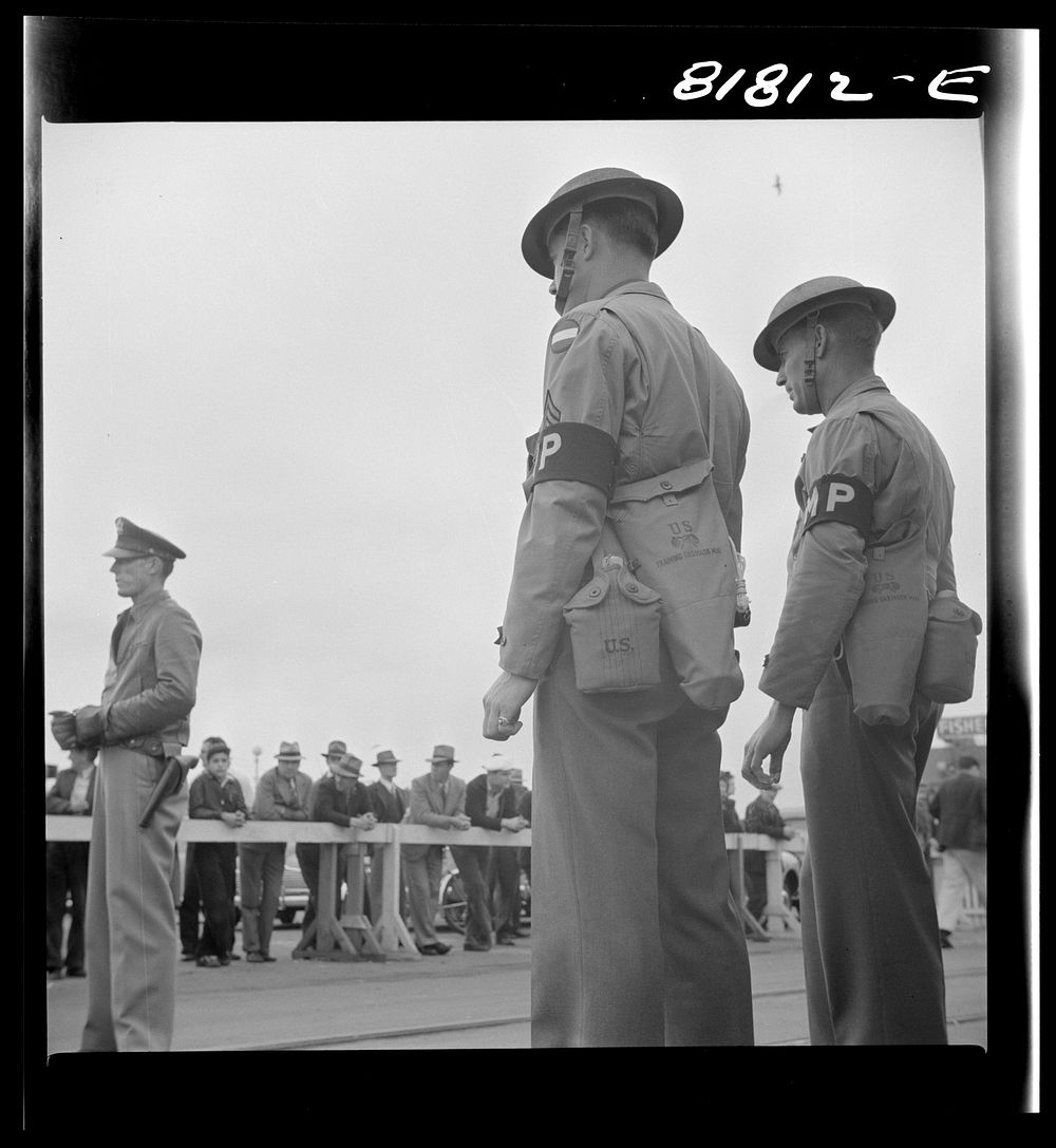[Untitled photo, possibly related to: Sentry on guard at the Army transport dock. San Francisco, California]. Sourced from…