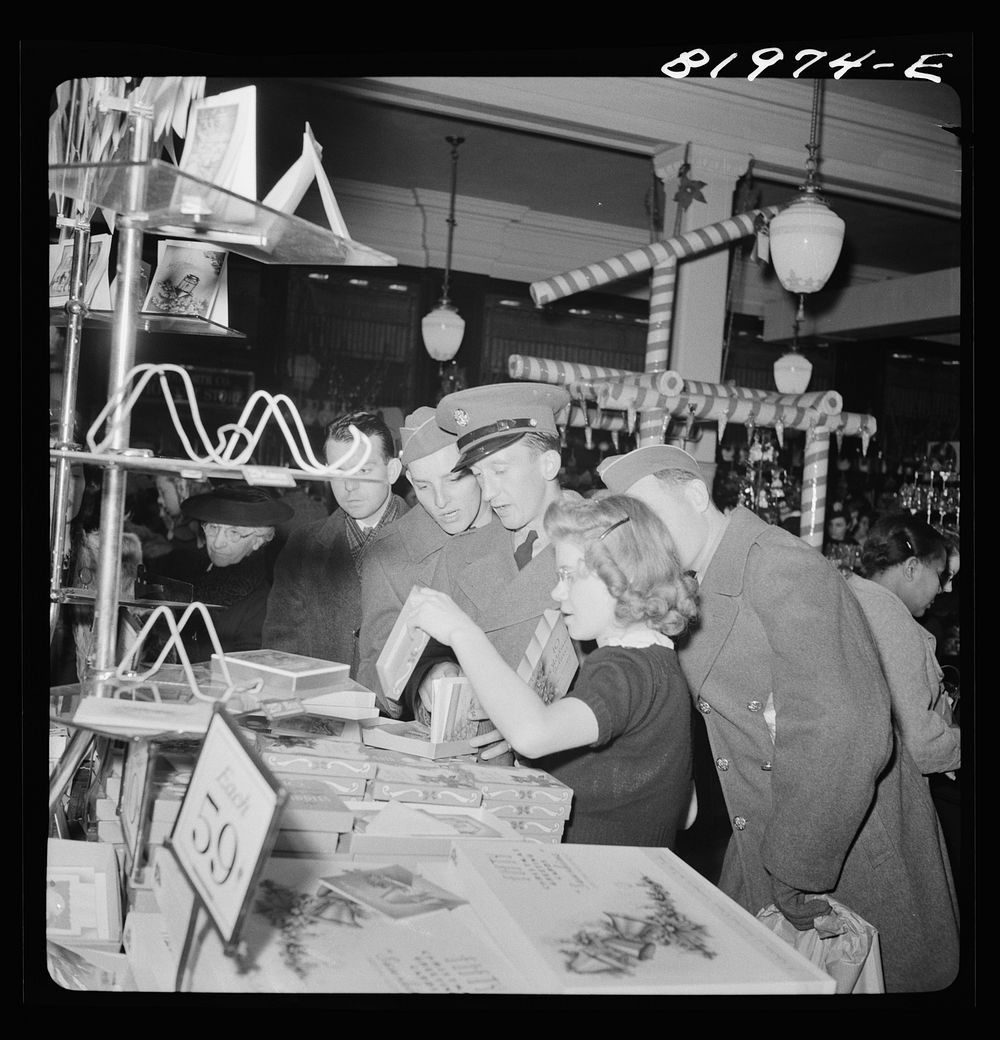 Washington, D.C. Christmas shopping in Woolworth's five and ten cent store. Sourced from the Library of Congress.