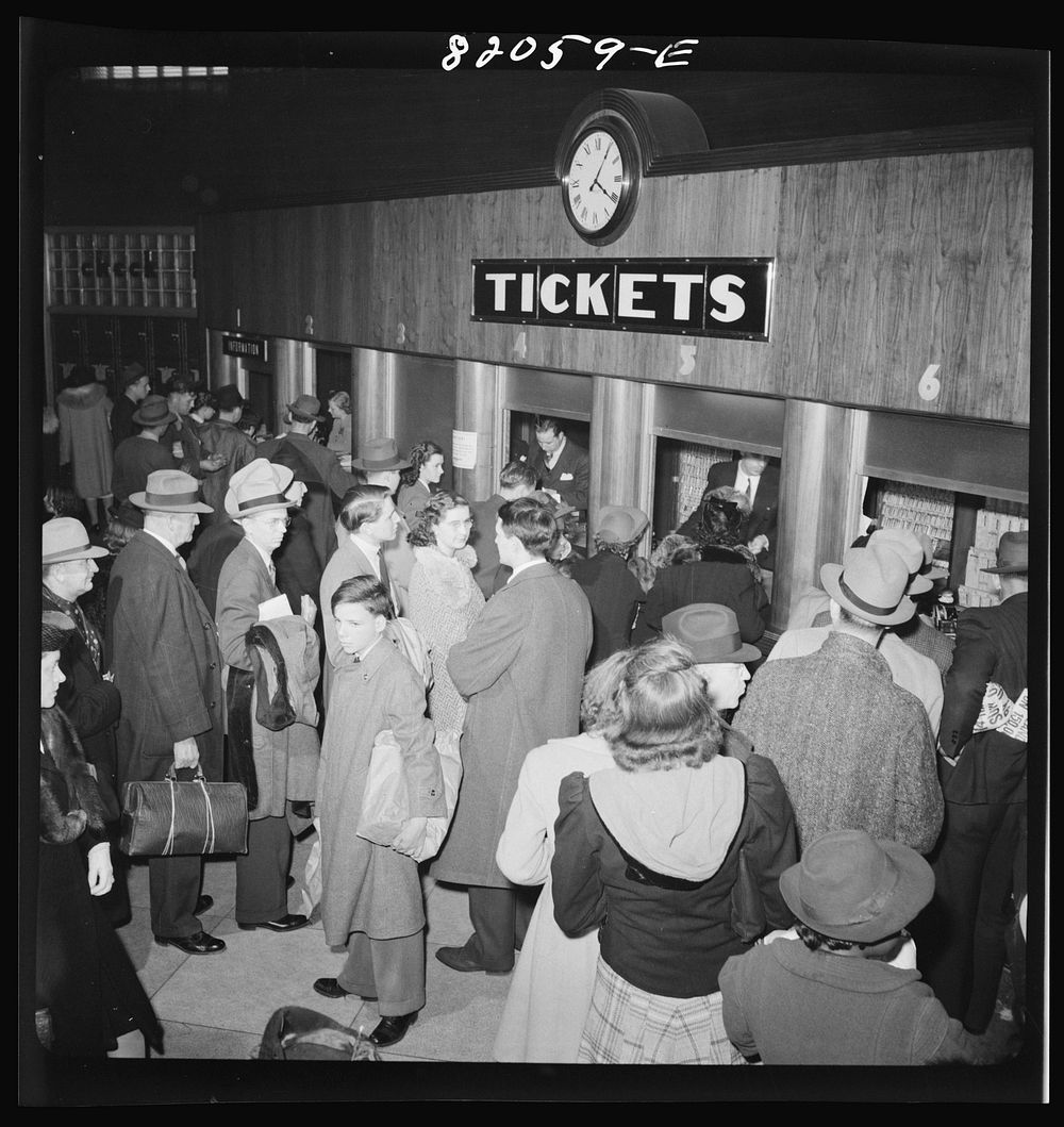 Washington, D.C. Christmas rush in the Greyhound bus terminal. Sourced from the Library of Congress.