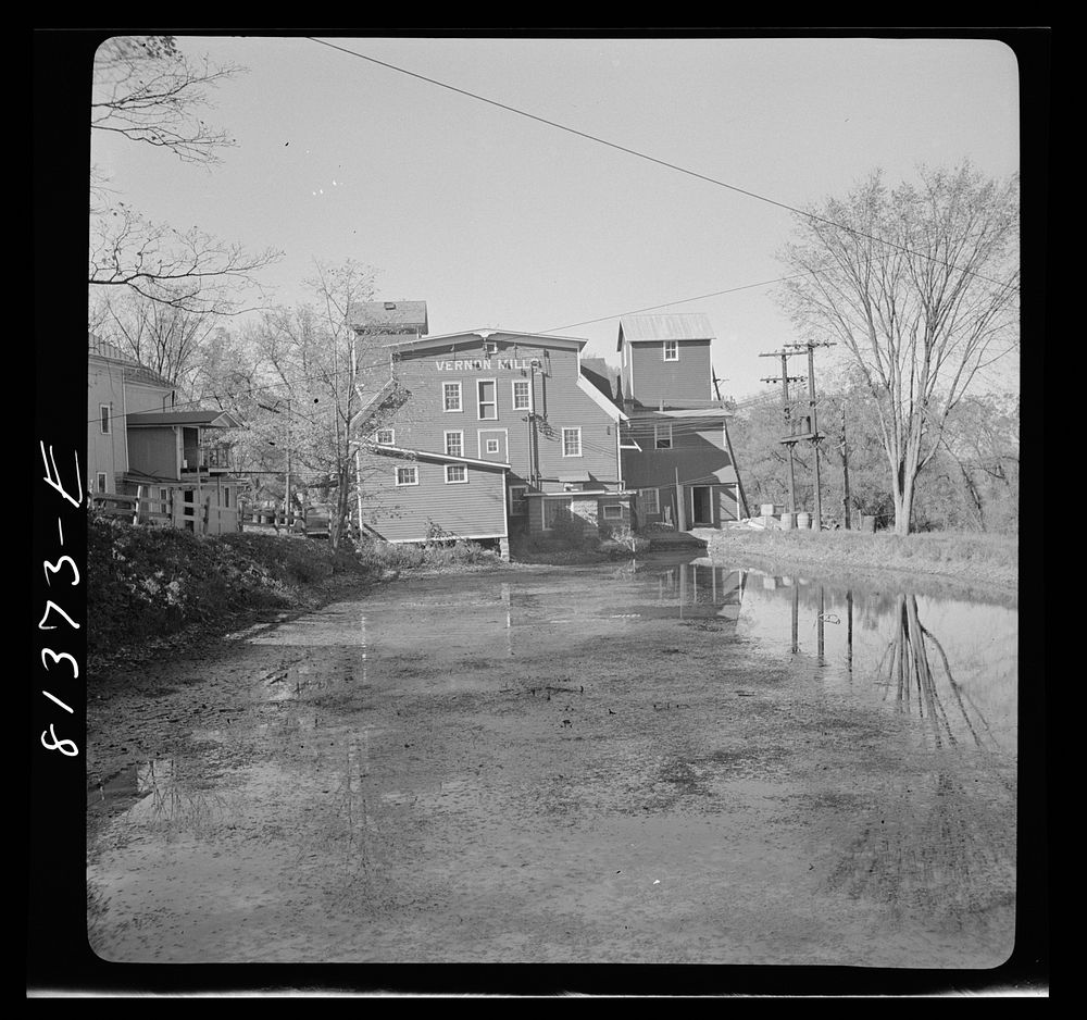 Flour mill in Vernon, New York which still uses water power for grinding. Sourced from the Library of Congress.