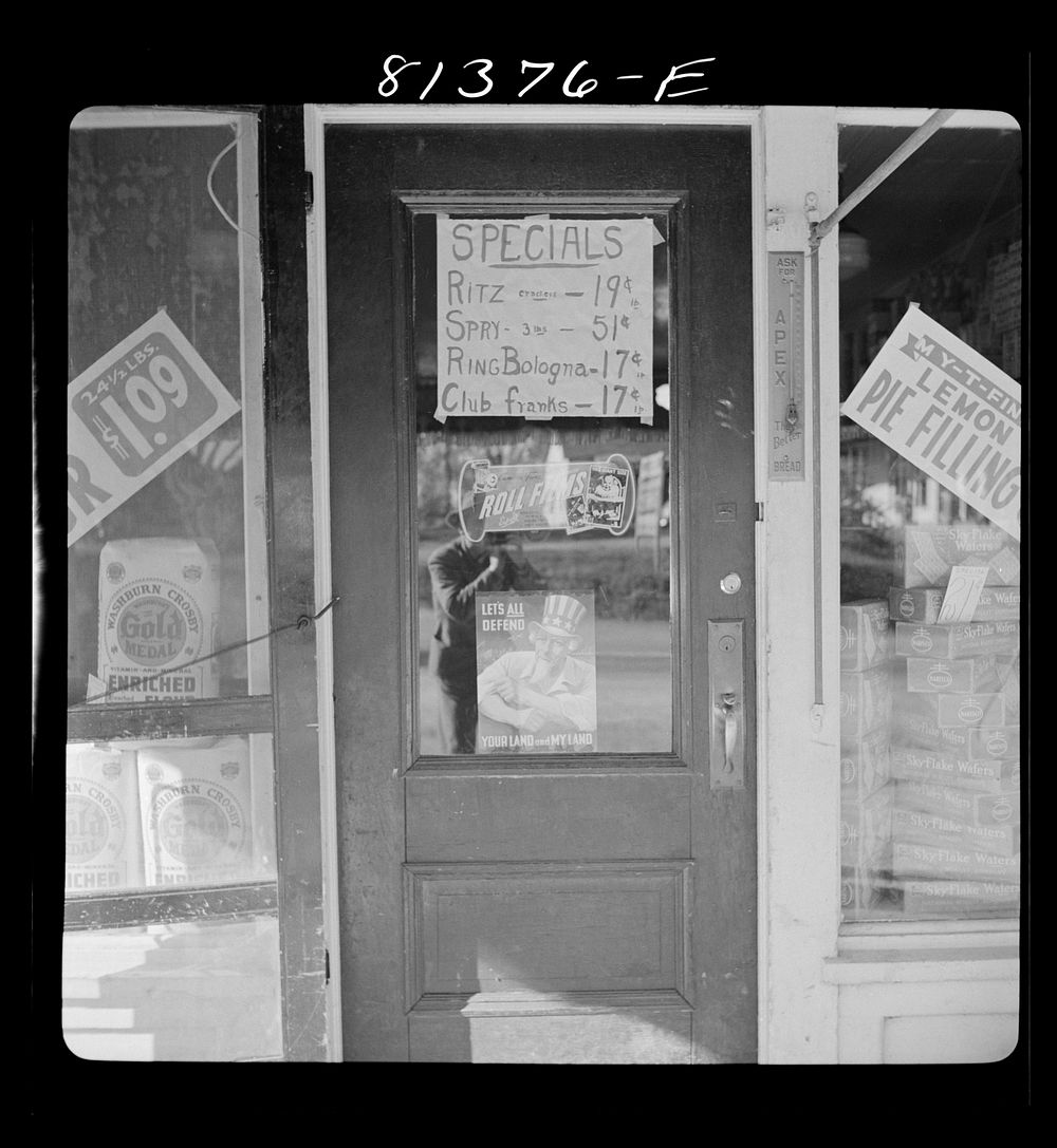 Grocer's doorway. Vernon, New York. Sourced from the Library of Congress.