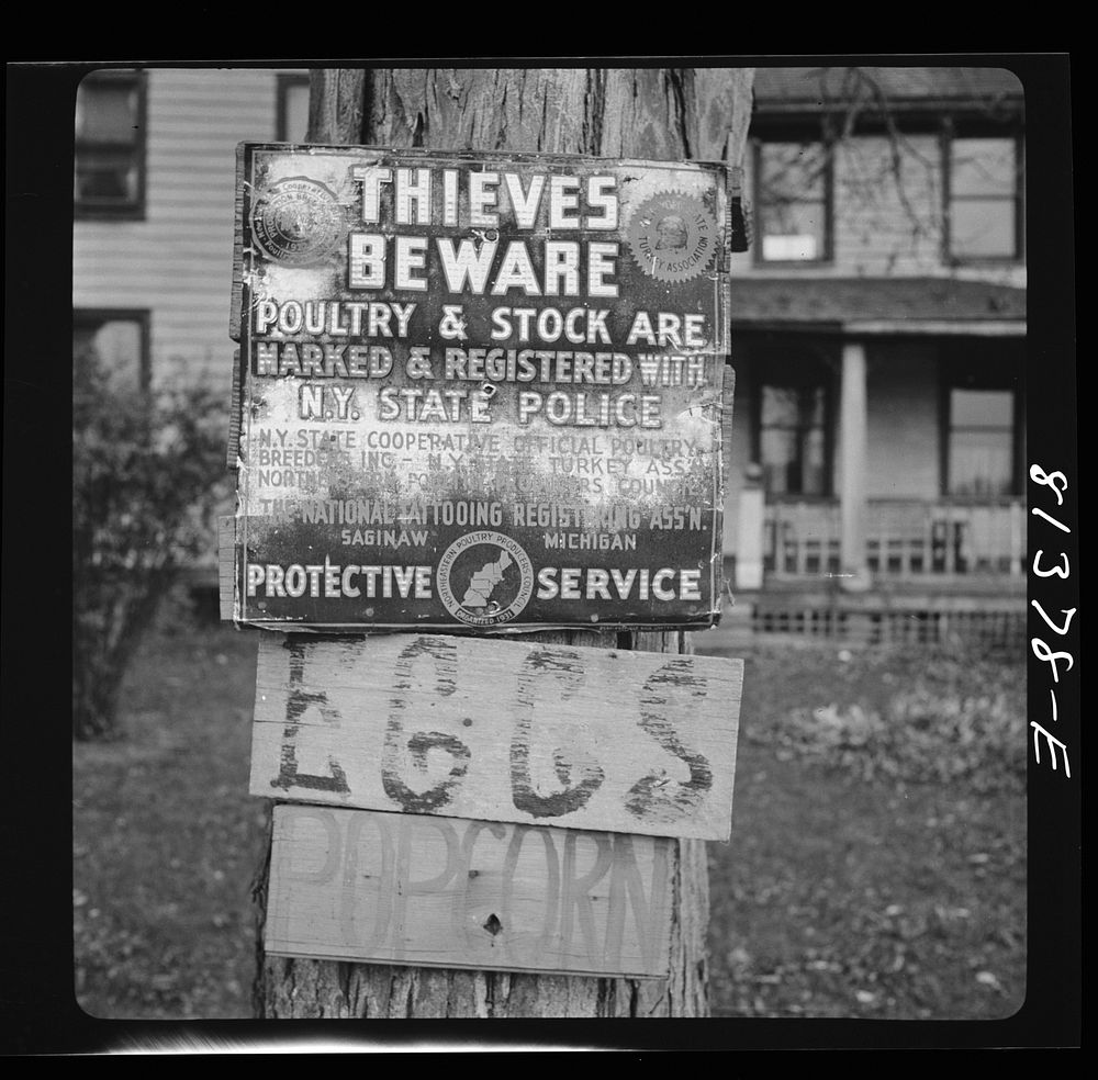 Farmer signs near Bridgeport, New York. Sourced from the Library of Congress.