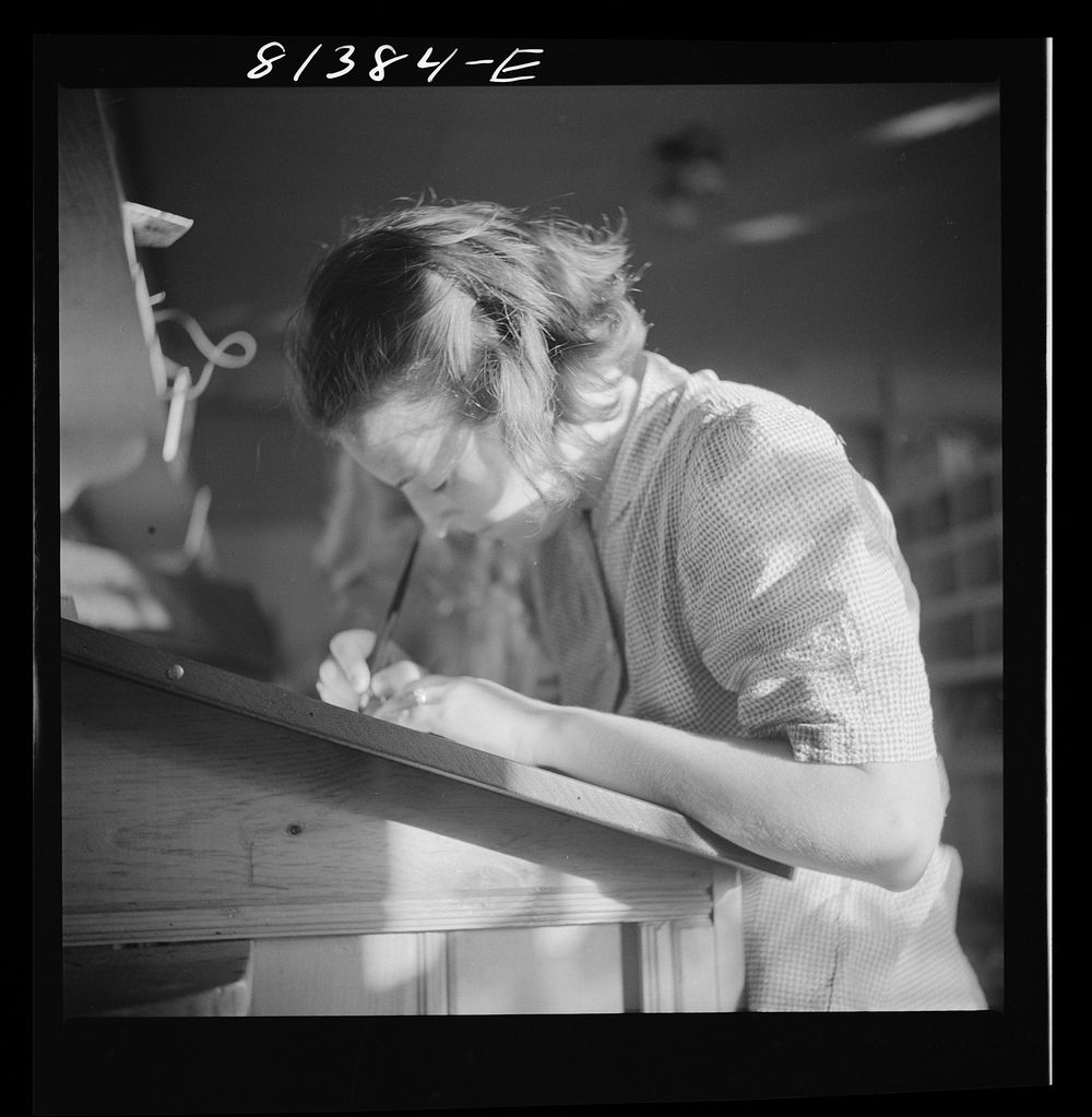 [Untitled photo, possibly related to: Writing cards home to the "folks." Mohawk Trail, Massachusetts]. Sourced from the…