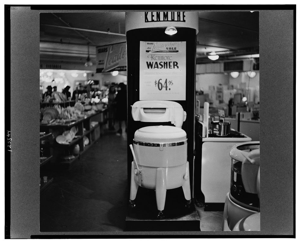 Washer for sale. Sears Roebuck store at Syracuse, New York. Sourced from the Library of Congress.