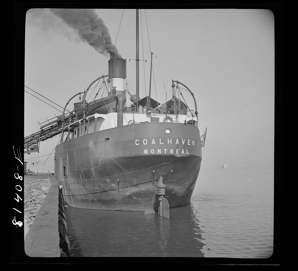 Canadian collier loading coal in Oswego, New York. Sourced from the Library of Congress.
