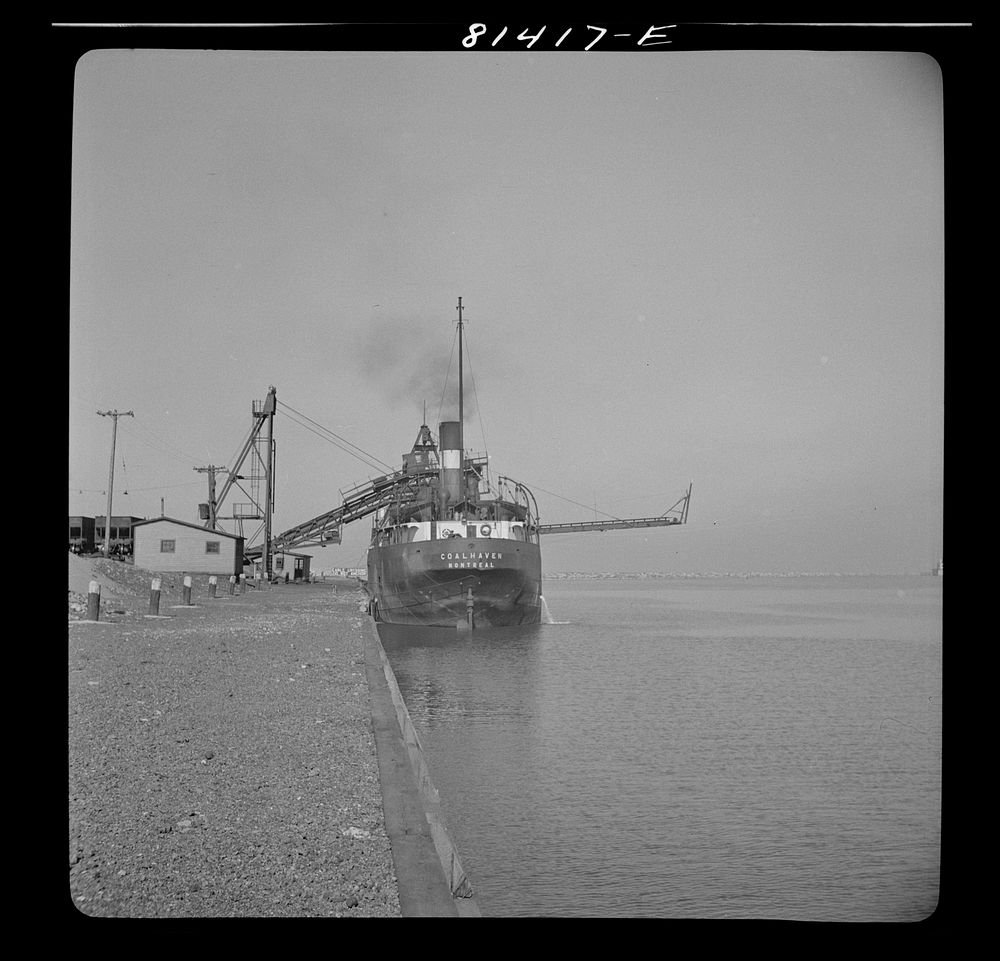 Canadian collier loading at port of Oswego, New York. Sourced from the Library of Congress.