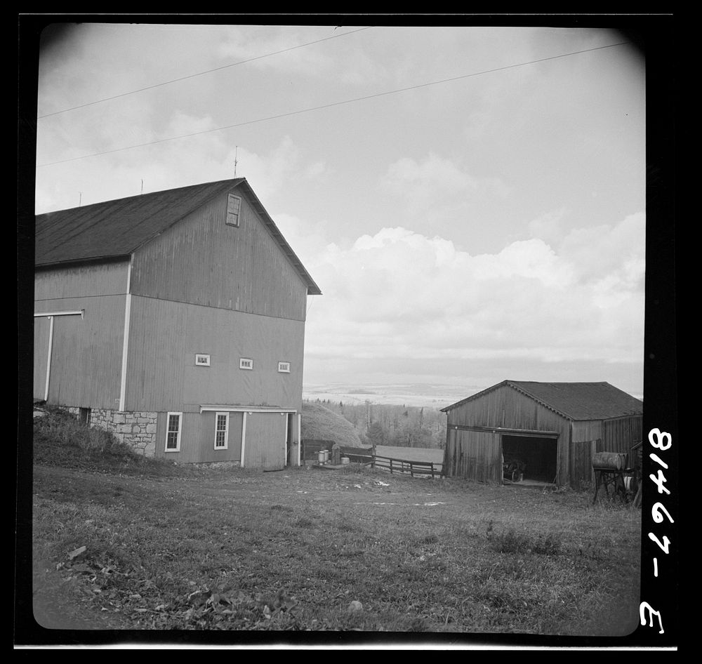[Untitled photo, possibly related to: Finger Lake country, New York. A barn]. Sourced from the Library of Congress.