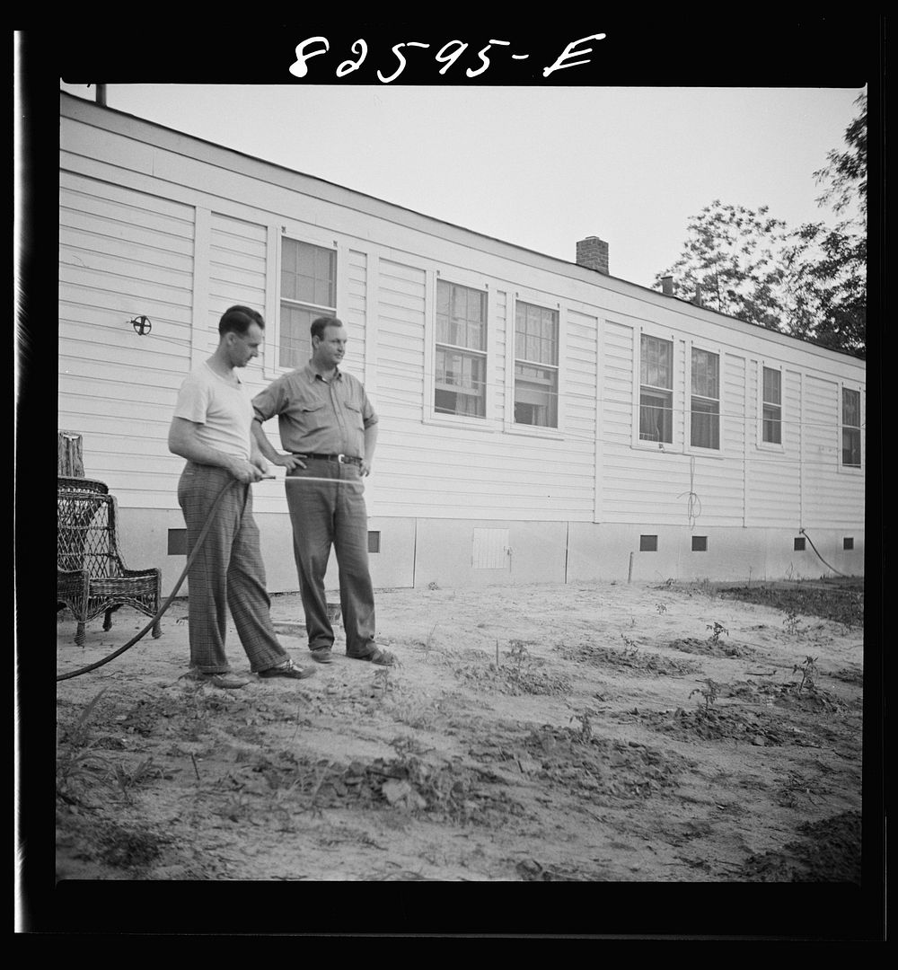 [Untitled photo, possibly related to: Childersburg, Alabama. Cousa Court defense housing project. The home of Albert Smith…