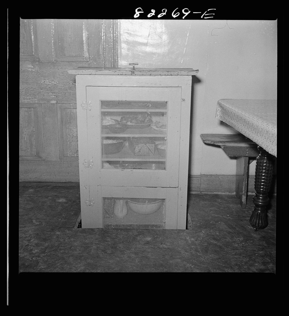 Blue Ball, (vicinity). Lancaster County, Pennsylvania. Dumbwaiter food safe which descends into the basement when not…