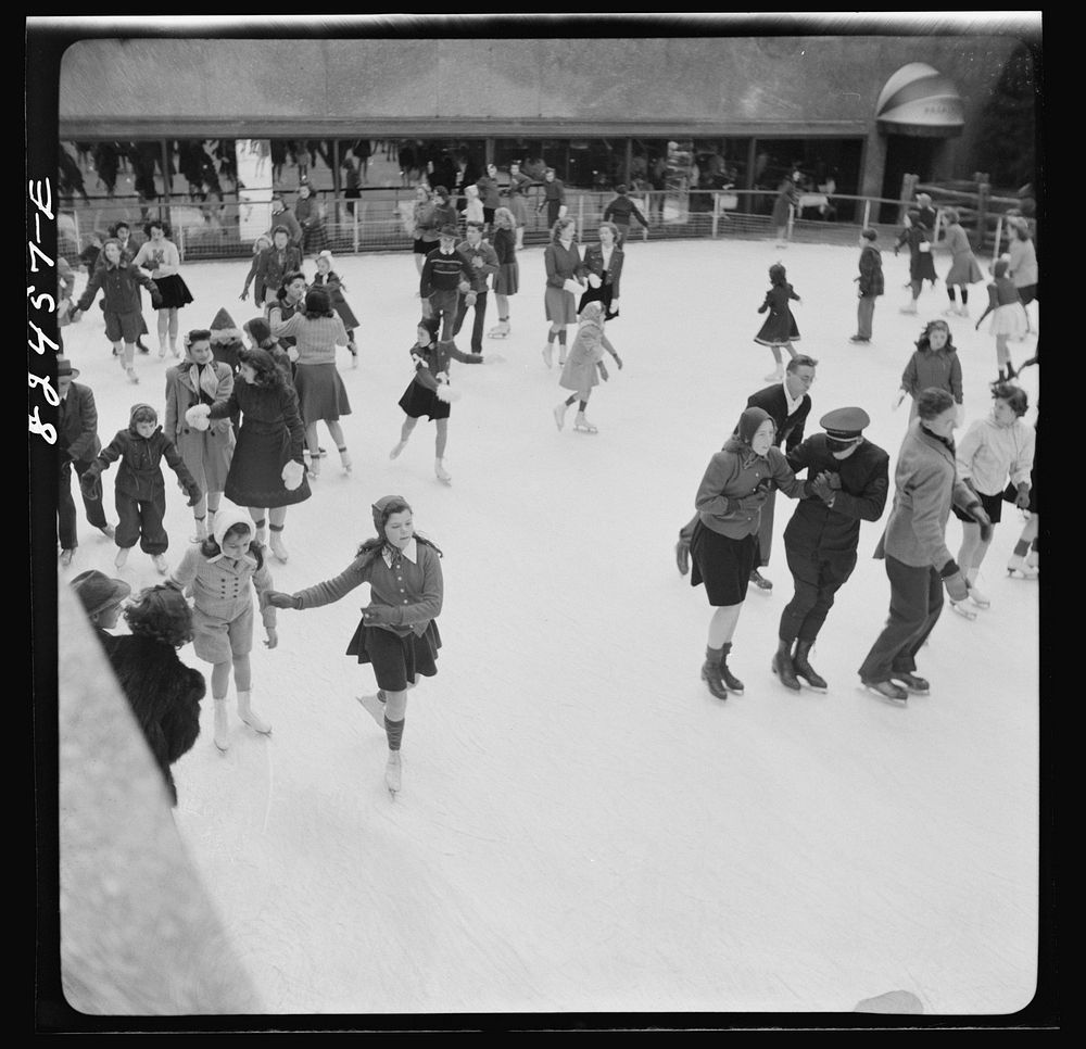 [Untitled photo, possibly related to: New York, New York. Ice skating in Rockefeller Center]. Sourced from the Library of…
