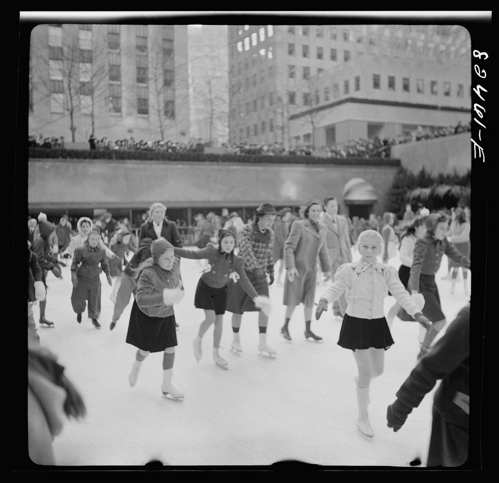 [Untitled photo, possibly related to: New York, New York. Ice skating in Rockefeller Center]. Sourced from the Library of…