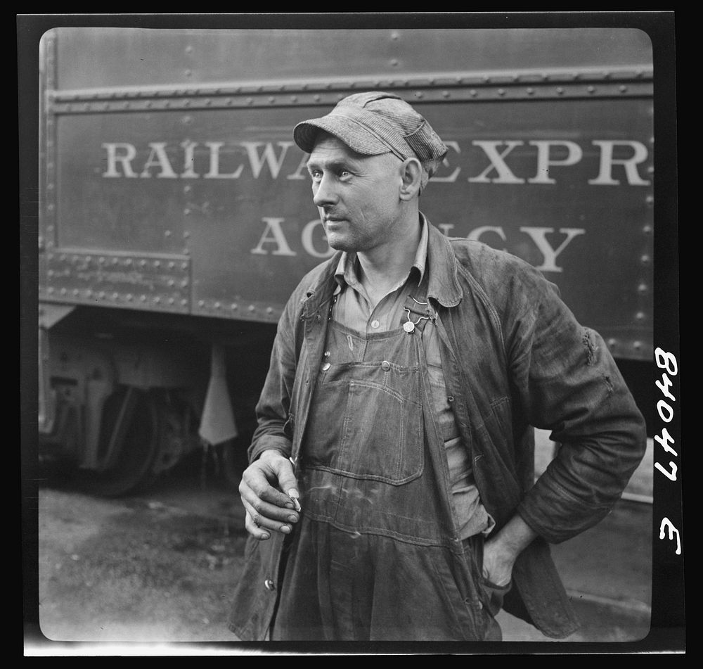 Richwood, West Virginia. An engineer on the Baltimore and Ohio railroad. Sourced from the Library of Congress.