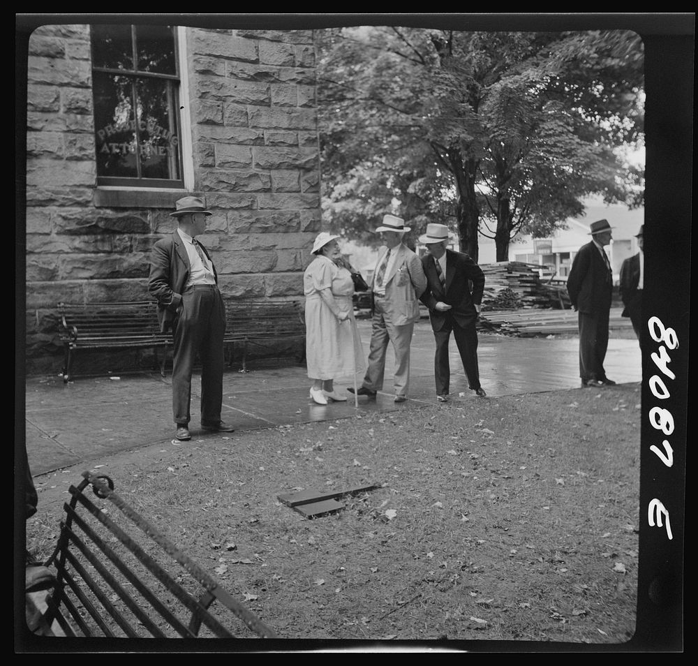 [Untitled photo, possibly related to: Summersville, West Virginia. Gossiping in the courthouse square]. Sourced from the…