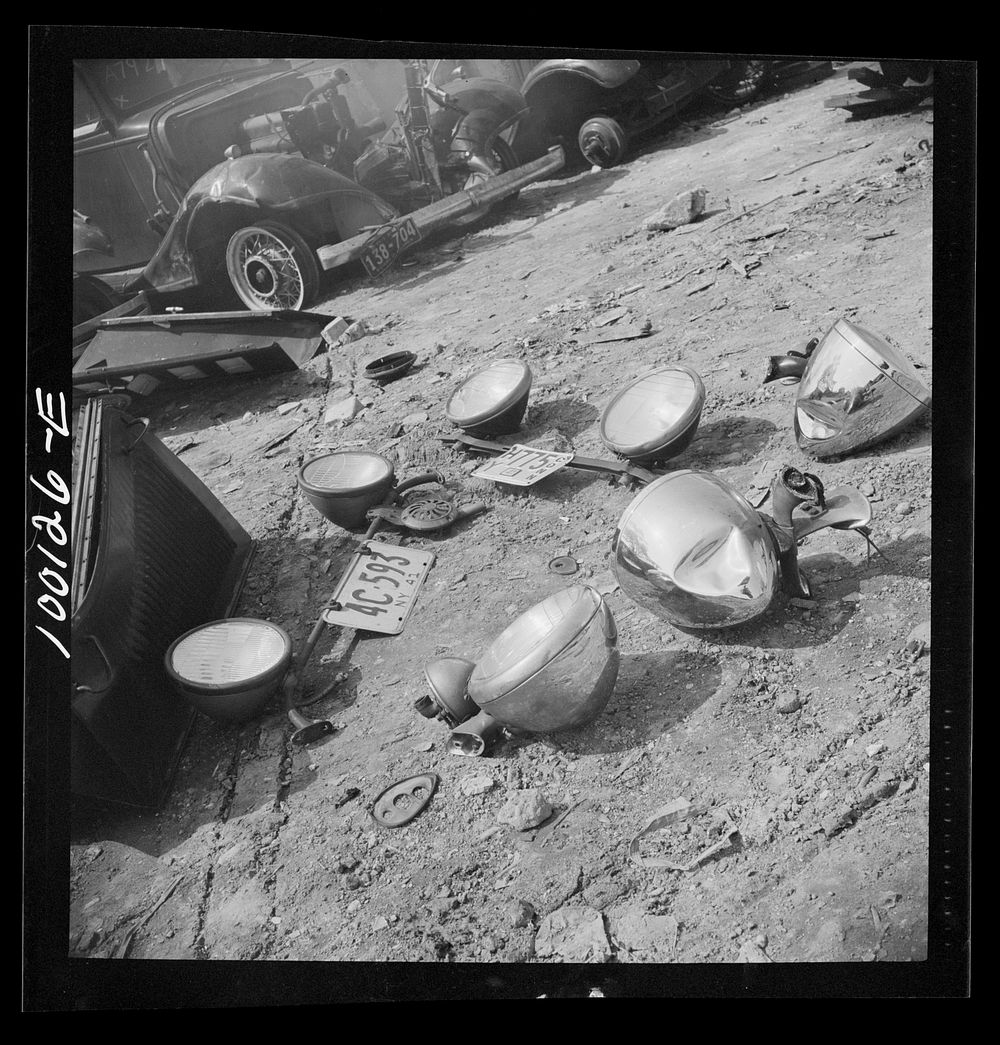 Washington, D.C. Scrap salvage campaign, Victory Program. Saleable parts which were removed from an old car before it is…