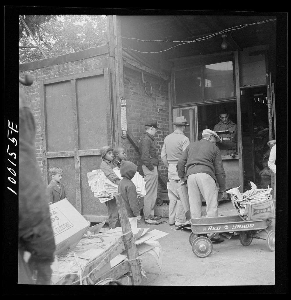Washington, D.C. Scrap salvage campaign, Victory Program. Scrap being weighed before their purchase by a retail junk dealer.…