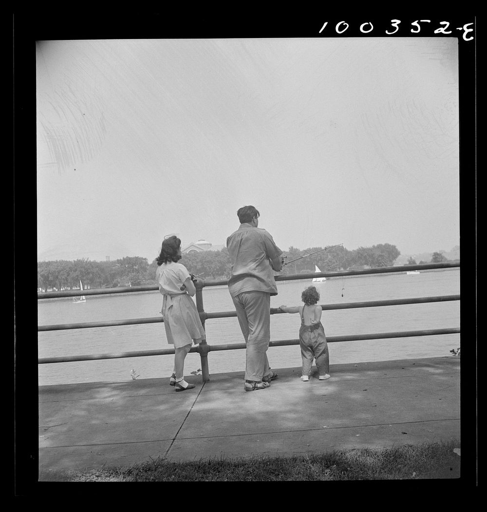 [Untitled photo, possibly related to: Washington, D.C. Sunday fishing at Haines Point [i.e. Hains Point]]. Sourced from the…